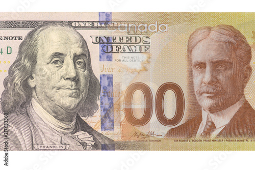 Banknotes of USA and Canada photo