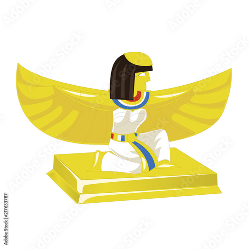 Egyptian pharaoh golden figurine isolated on white background. Vector illustration.