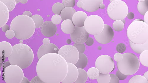 White discs of random size on purple background