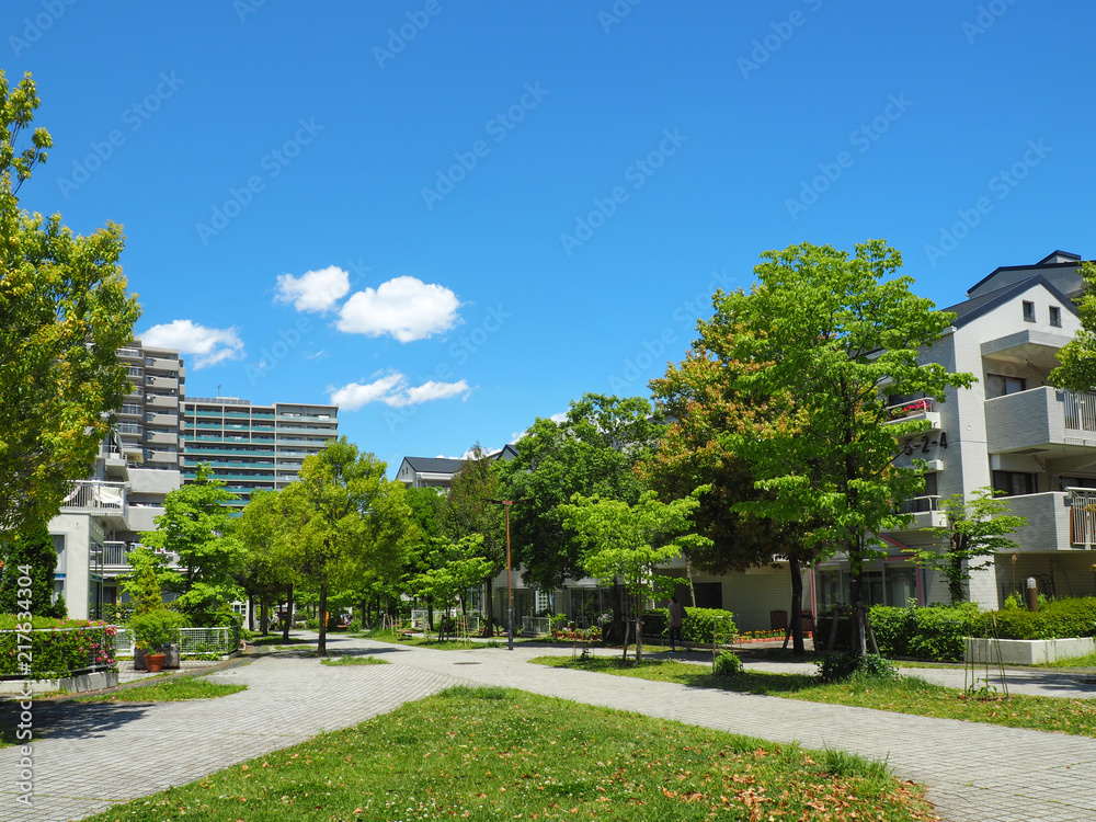 青空と閑静な住宅街