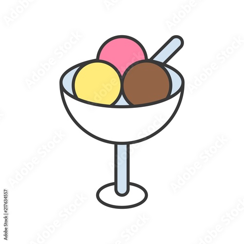 ice cream scoops, food and gastronomy set, filled outline icon