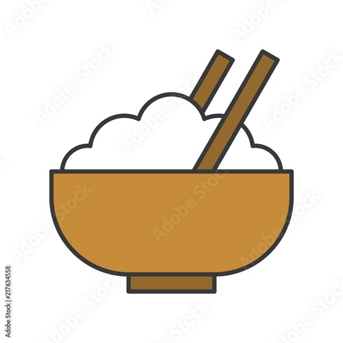 rice in bowl, food and gastronomy set, filled outline icon