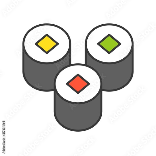 sushi, Japanese food, food and gastronomy set, filled outline icon