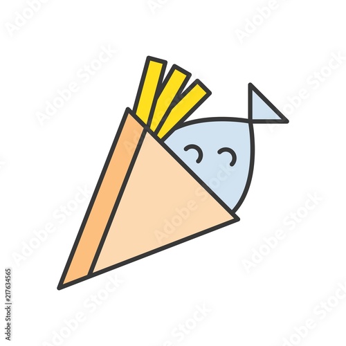 fish and chips, food and gastronomy set, filled outline icon
