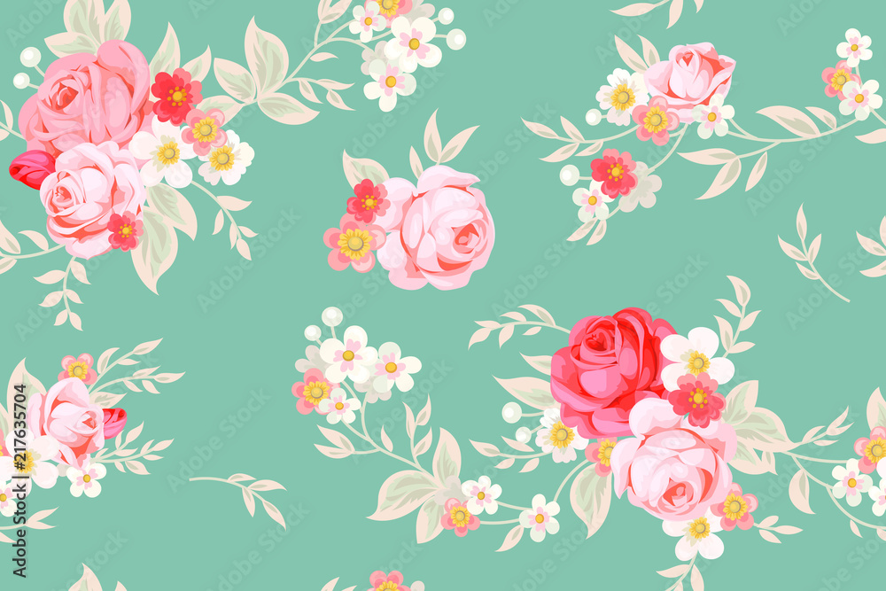 Seamless cute vintage pattern in shabby chic style