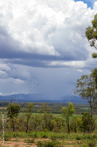 Falling rain on the Atherton Tableland in Tropical North Queensland, Australia photo
