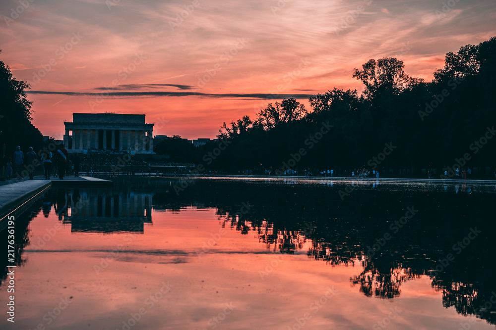 Obraz premium Lincoln memorial sunset