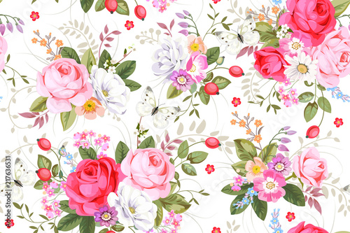 Seamless pattern with country roses