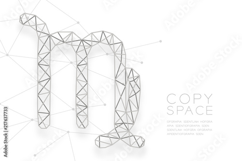 Virgo Zodiac sign wireframe Polygon silver frame structure, Fortune teller concept design illustration isolated on white background with copy space, vector eps 10