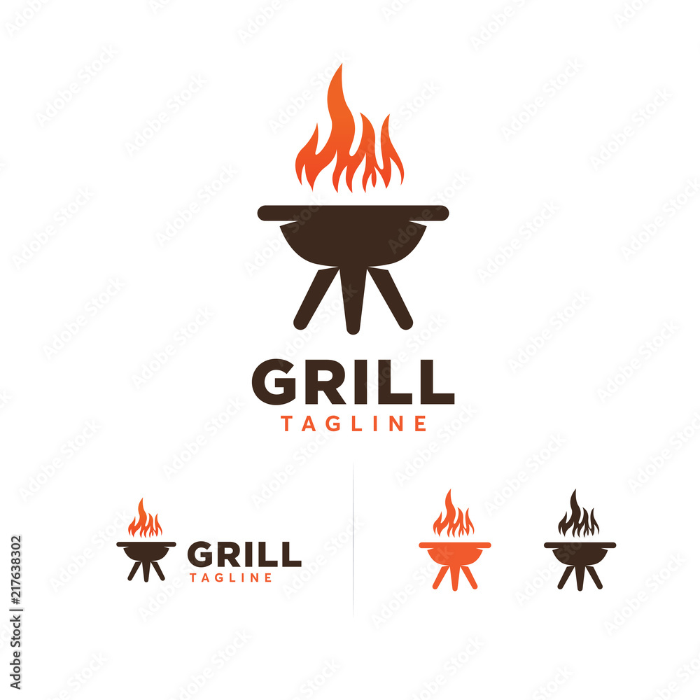 Simple Grill logo designs concept vector, BBQ logo symbol Stock Vector |  Adobe Stock