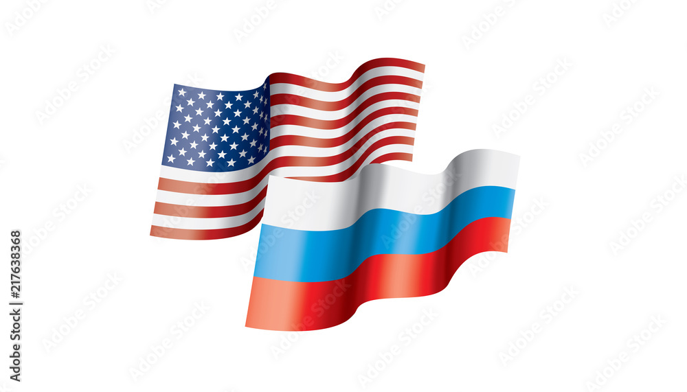 Russia and USA national flags. Vector illustration. Russia and USA national flags. Vector illustration.