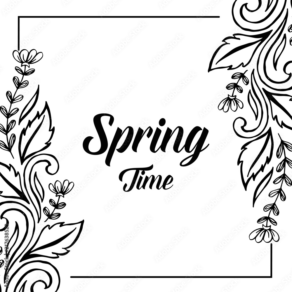 Obraz premium Card for spring time flower hand draw vector illustration