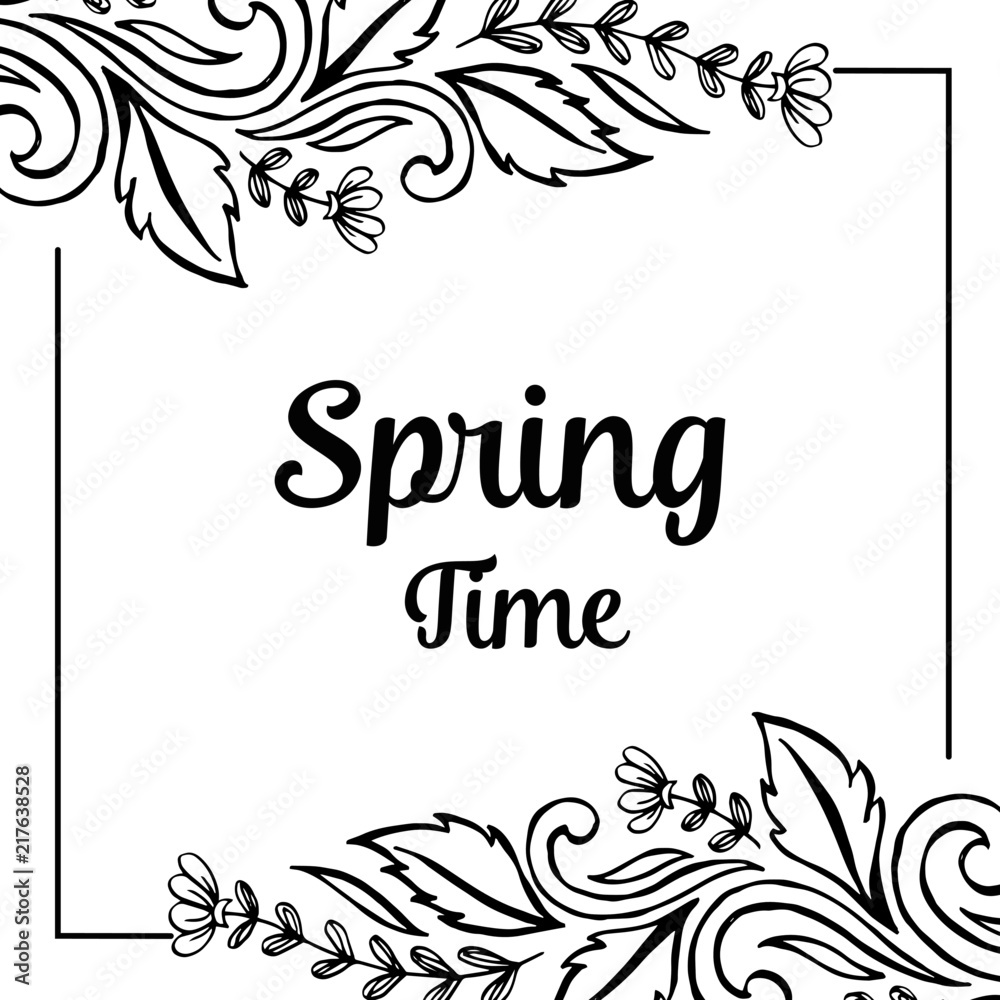 Card for spring time flower hand draw vector illustration