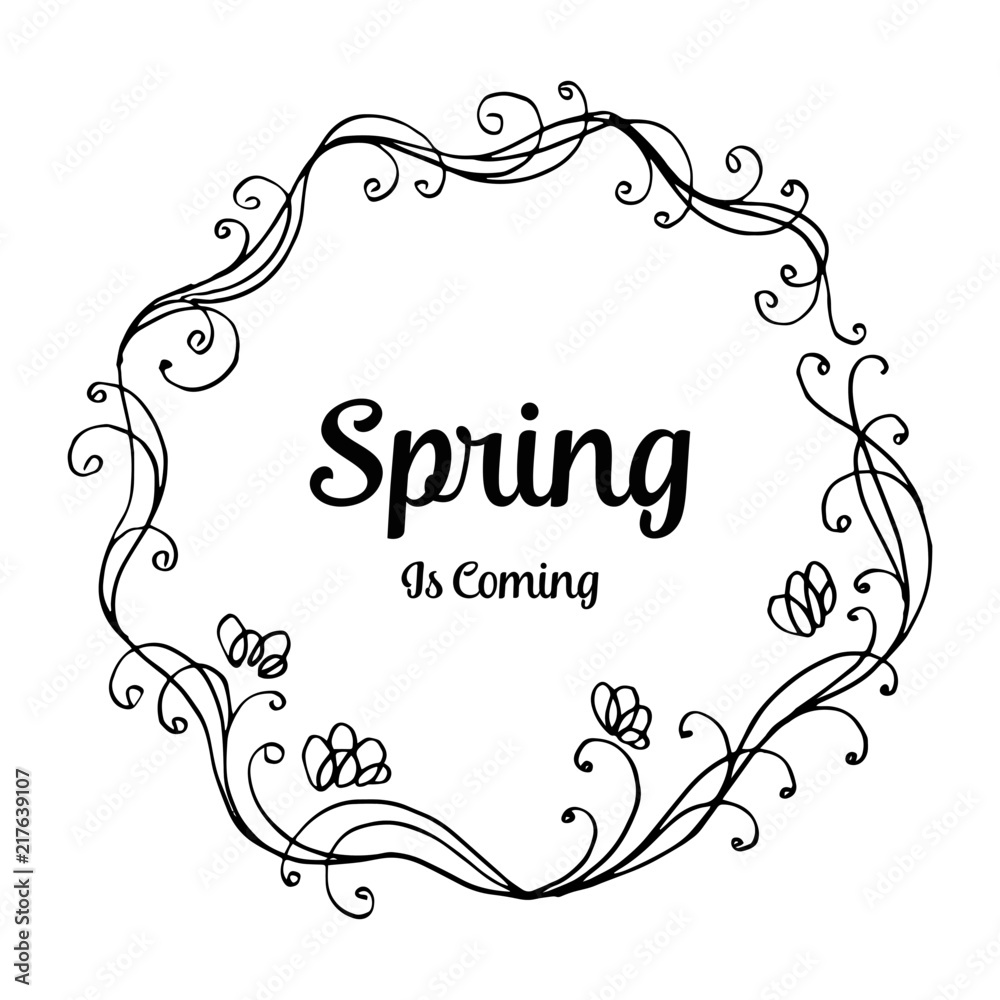 Spring is coming with flower frame vector illustration