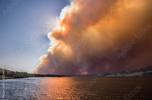 Smoke Looms Over Banks Lake, Grass Valley Wild Fire, Electric City Washington © Chris