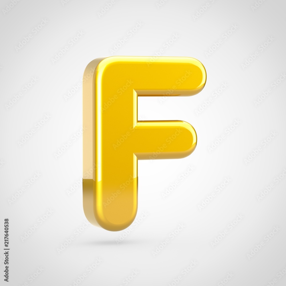 Golden letter F uppercase isolated on white background. Golden letter F uppercase isolated on white background.