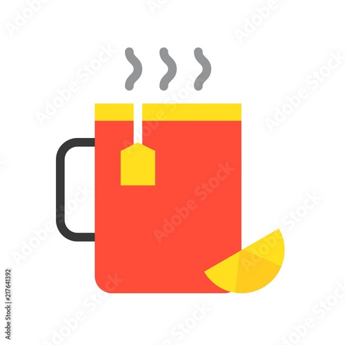 hot lemon tea, food and gastronomy set, flat icon