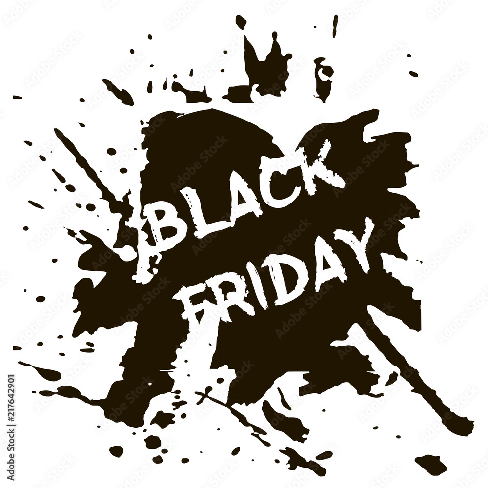 Text Black Friday, discount banners.Grunge elements, ink drops, abstract background. Vector illustration.
