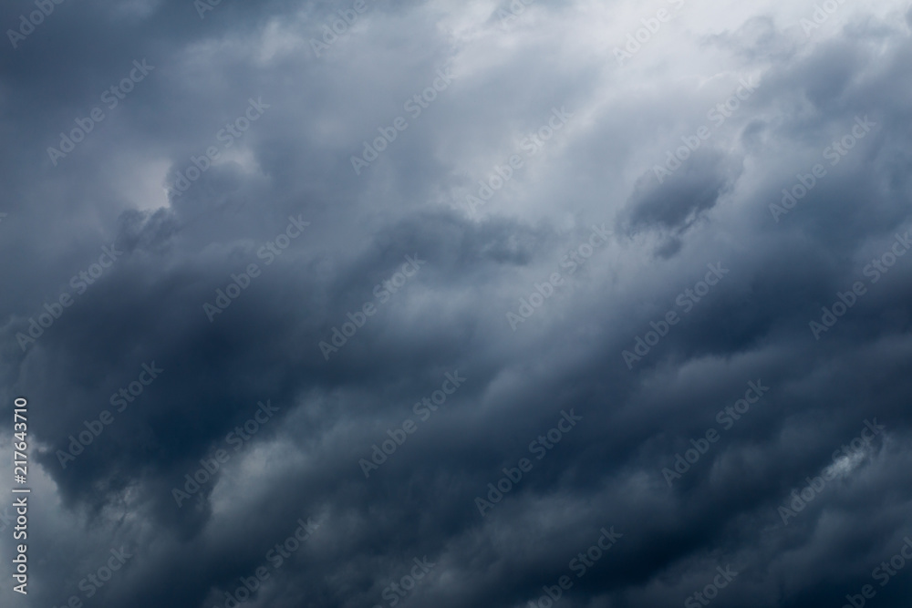 Dramatic black clouds and motion, Dark sky with thunderstorm before rainy