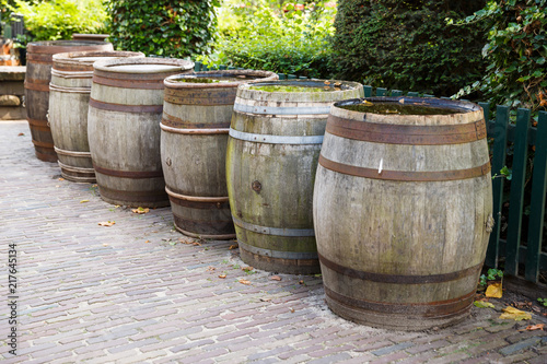 Old wooden barrels