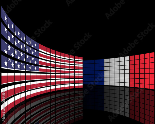 USA and France flags concept photo