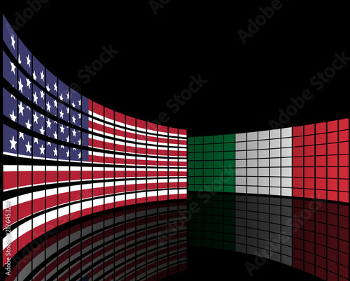 USA and Italy flags concept photo