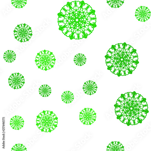 Light Green vector seamless pattern with christmas snowflakes.