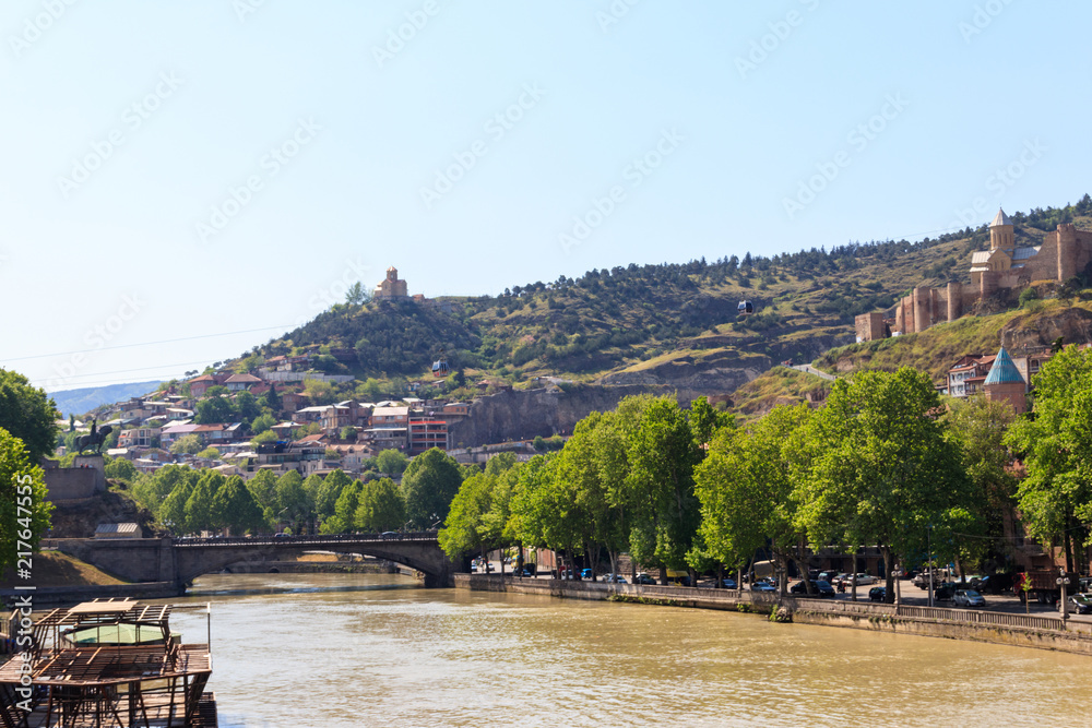 View of Kura (Mtkvari) river in Tbilisi, Georgia