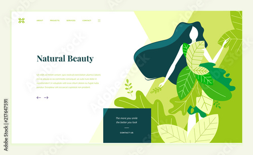 Web page design template for beauty, spa, wellness, natural products, cosmetics, body care, healthy life. Modern flat design vector illustration concept for website and mobile website development. 