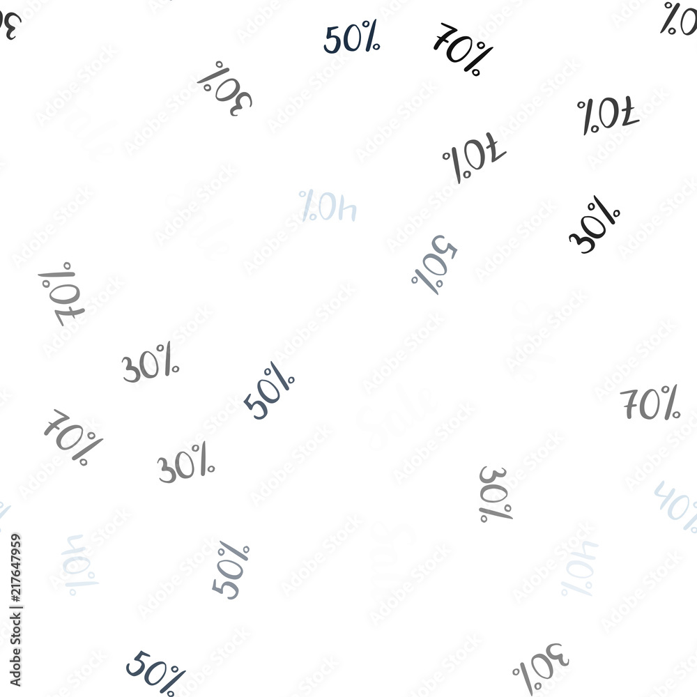 Light BLUE vector seamless background with 30, 40, 50, 70 % signs of sales. Light BLUE vector seamless background with 30, 40, 50, 70 % signs of sales.