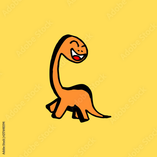 Dinosaur cute hand drawn colorful set. Collection of dinosaurus drawing.