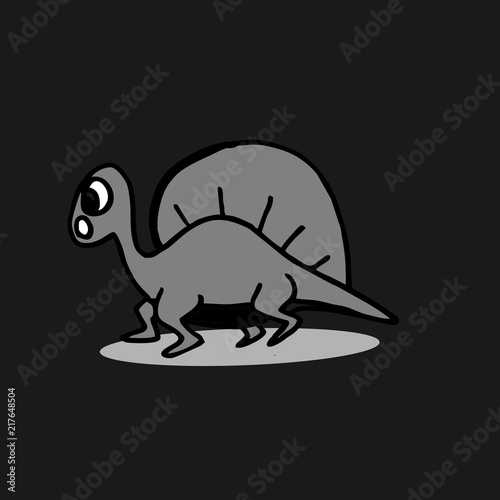 Dinosaurus cute hand drawn isolated on dark background.