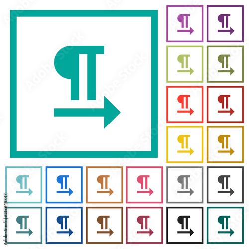 Left to right text direction flat color icons with quadrant frames photo