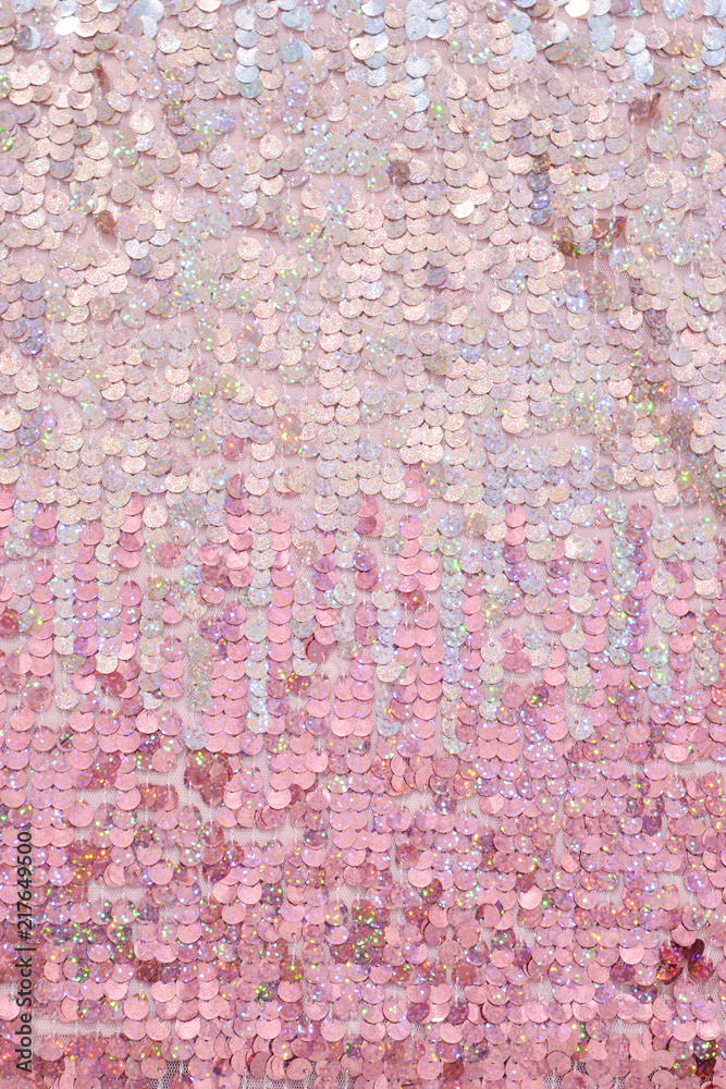 Sequins close-up macro. Abstract background ,Texture scales of round sequins 