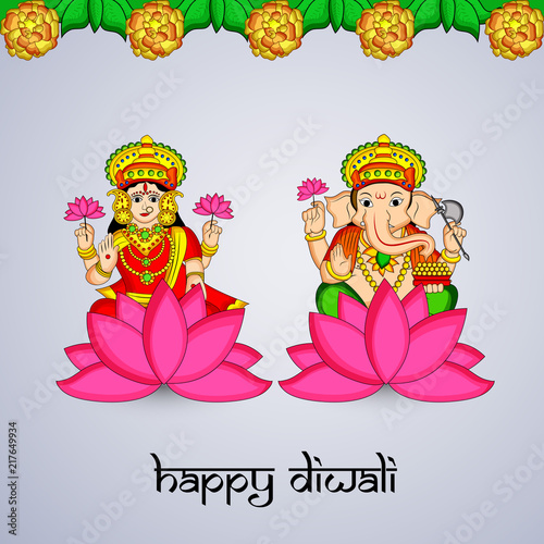 illustration of elements of hindu festival Diwali background  