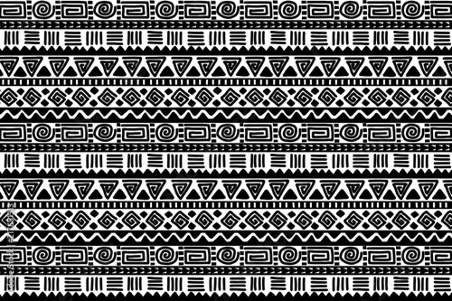 Black and white geometric background. Ethnic hand drawn pattern
