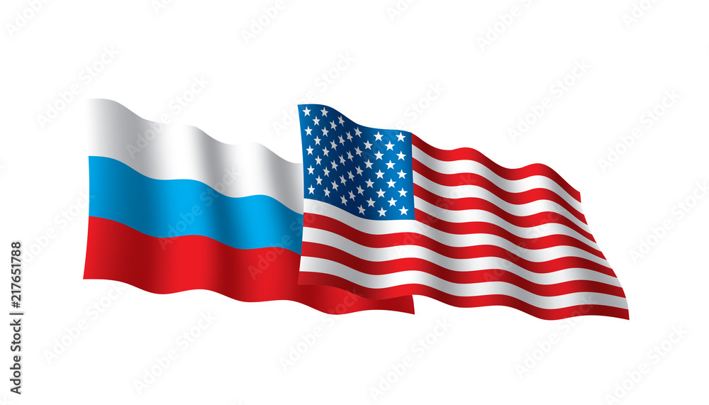 Russia and USA national flags. Vector illustration. Russia and USA national flags. Vector illustration.