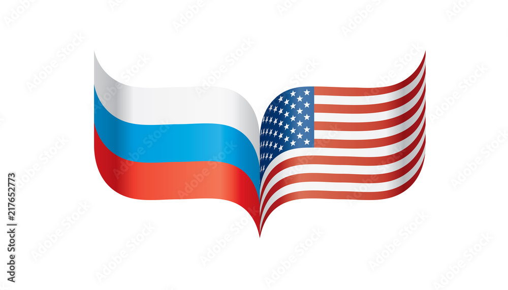 Fototapeta premium Russia and USA national flags. Vector illustration.