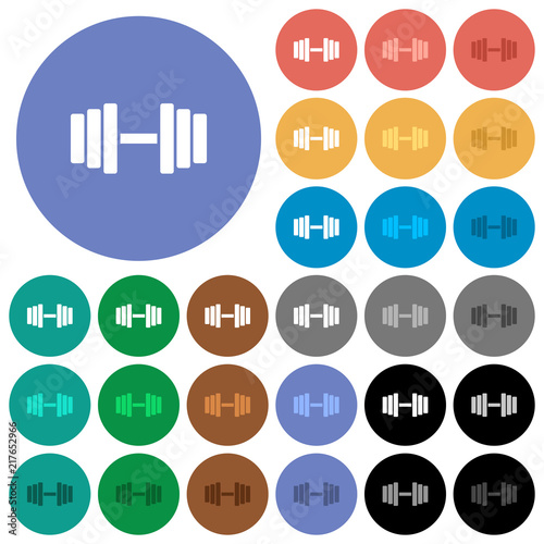 Gym round flat multi colored icons