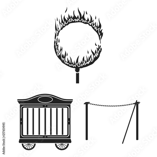 Circus and attributes black icons in set collection for design. Circus Art vector symbol stock web illustration.