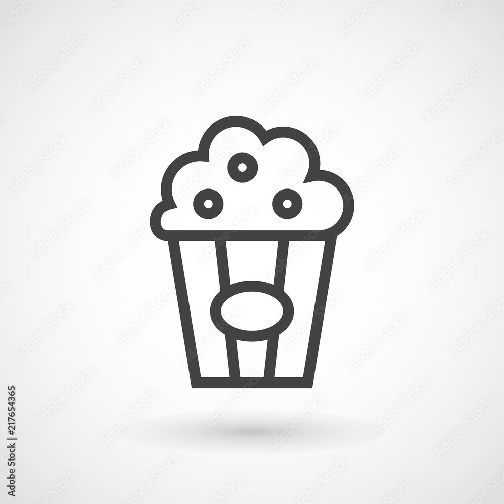 Popcorn line icon. Single high quality symbol of fast food for web design or mobile app. Thin line sign of popcorn for design logo, visit card, etc. Outline pictogram. Popcorn line icon. Single high quality symbol of fast food for web design or mobile app. Thin line sign of popcorn for design logo, visit card, etc. Outline pictogram.