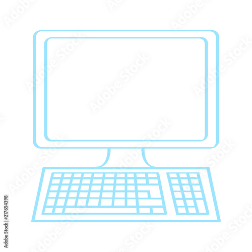 Handgezeichneter Computer in blau