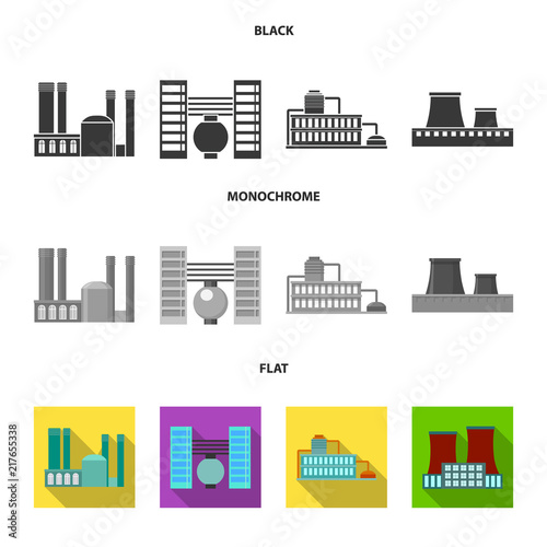 Industry, production.Factory set collection icons in black, flat, monochrome style vector symbol stock illustration web.