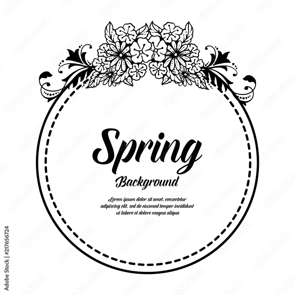 Spring card with floral frame design vector illustration