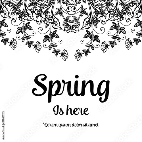 Spring is here card floral hand draw vector illustration