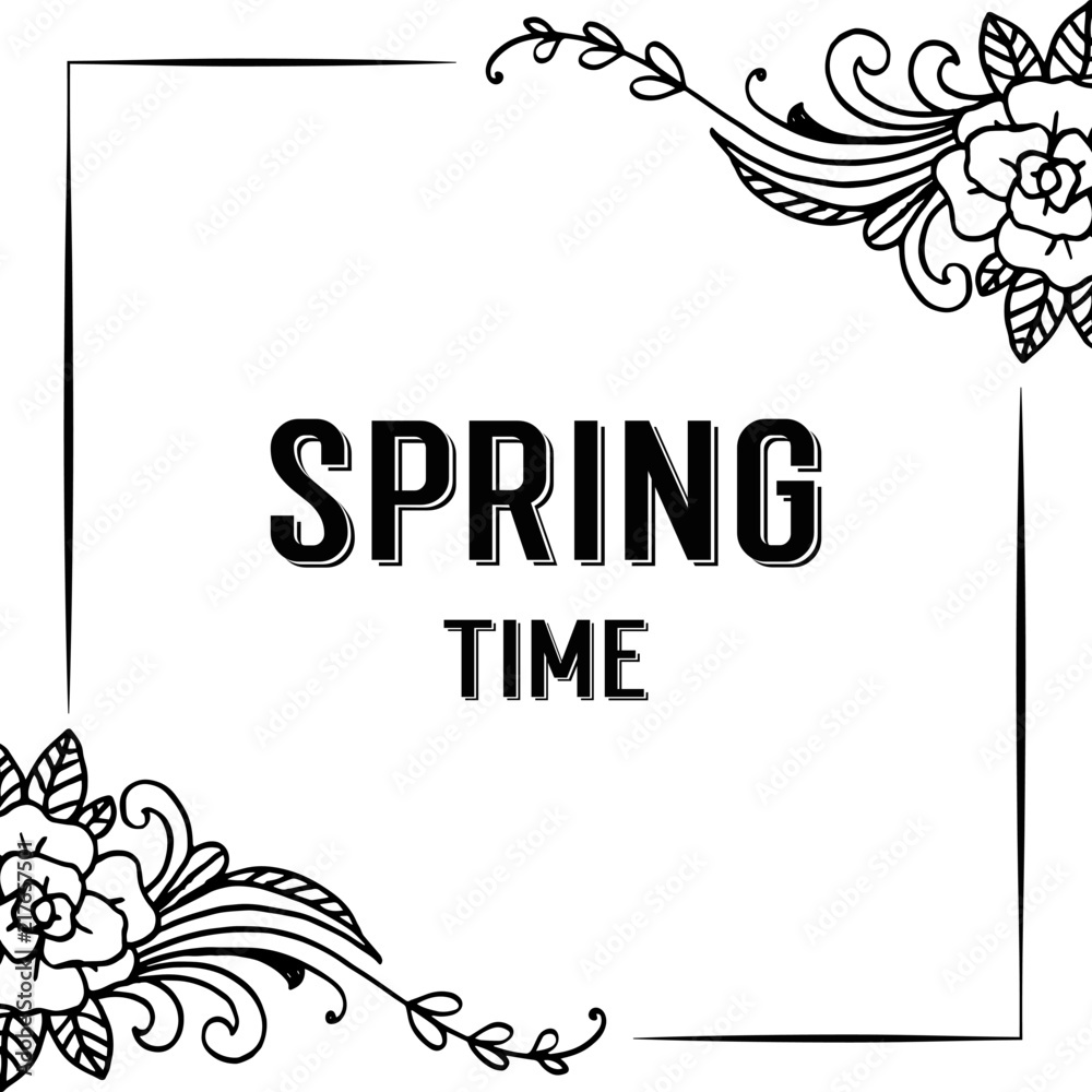 Obraz premium Spring time floral design hand lettering vector illustration