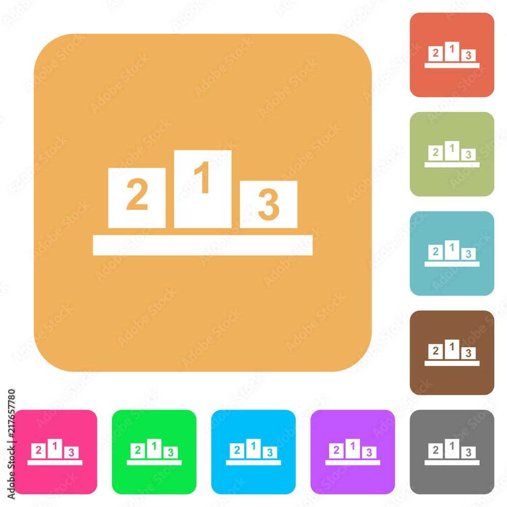 Winners podium with inside numbers rounded square flat icons Winners podium with inside numbers rounded square flat icons