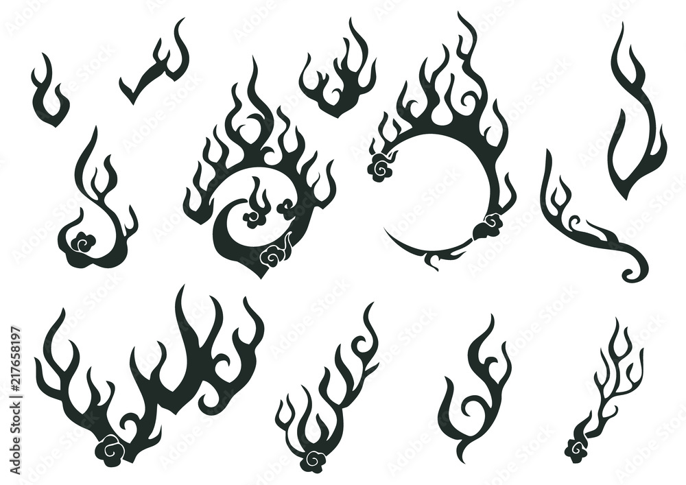 fire or flame element Chinese oriental ornament tattoo style free