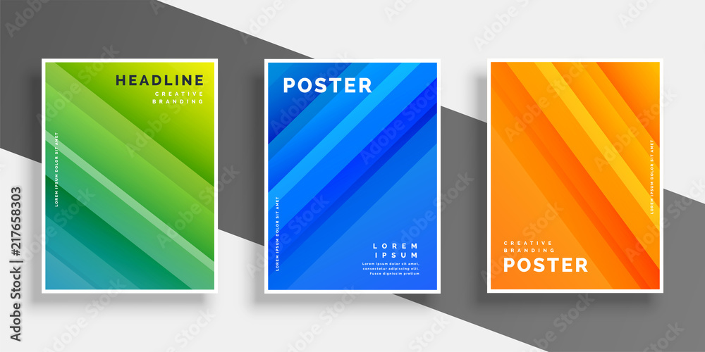 abstract flyer set with stripes design