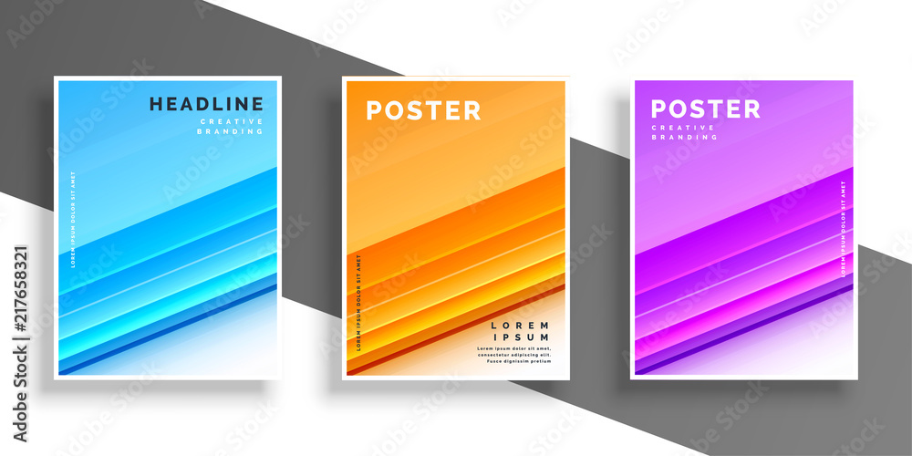three color modern cover design template or flyer